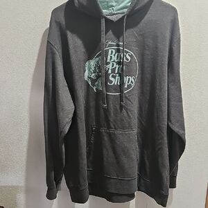 Bass Pro Shops Charcoal Hoodie with Teal Logo